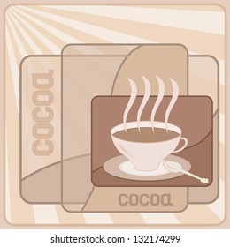 Cocoa cup on the cocoa color backgrounds. Hand drawing vector illustration