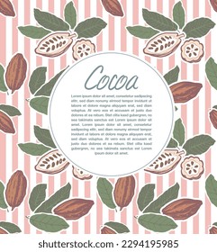 Cocoa design template. Vector cacao plants illustrations.