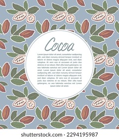 Cocoa design template. Vector cacao plants illustrations.