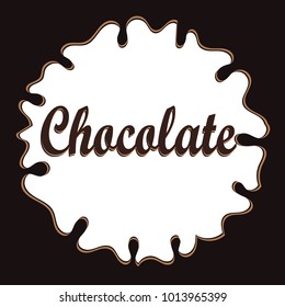 Cocoa dressing on white background. Melted chocolate syrup leaking.