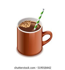 Cocoa drink isolated on white vector illustration