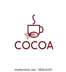 cocoa drink simple cup and cocoa bean vector design template