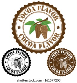 Cocoa flavor set of rubber stamps, vector illustration