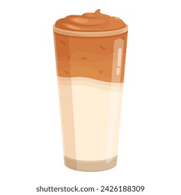 Cocoa food icon cartoon vector. Dalgona drink cafe. Glass drink