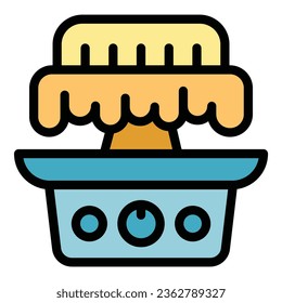 Cocoa fountain icon outline vector. Chocolate fondue. Machine food color flat