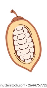 Granos de chocolate de dibujos animados de frutas de cacao