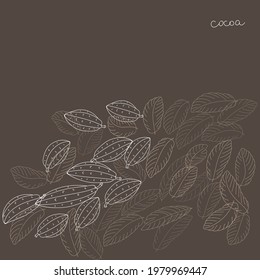cocoa fruit and foliage vector background