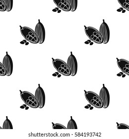 Cocoa fruit icon in black style isolated on white background. Herb an spices pattern stock vector illustration.