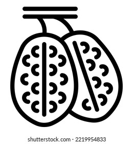 Cocoa fruit icon outline vector. Chocolate fondue. Waterfall machine