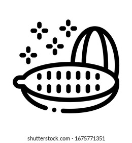 Kakaofruchtsymbol Vektorillustration. Konkretes Kakaobusszeichen. Illustration des isolierten Stumpfsymboles