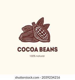 Cocoa fruit logo for decoration. Vector illustration