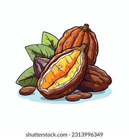 cocoa fruit vector 2d flat color white background