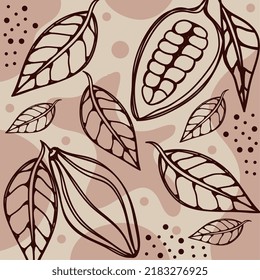 cocoa fruits and leafs pattern