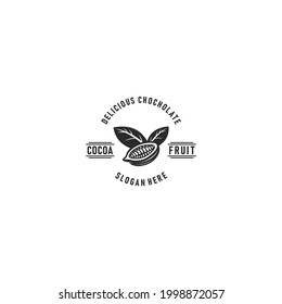 cocoa fruits logo template. Chocolate cocoa beans cocoa pod and plant cacao vector design Nature. in white background