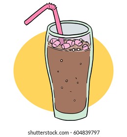 cocoa in glass with a marshmelow. Vector