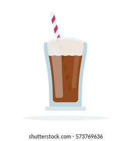 Cocoa in a glass with a straw vector flat material design isolated on white