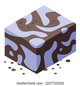 Vector isométrico del icono de la halva de cacao. Dulce chalva. Cocina de postre