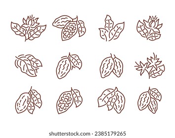 Cocoa icon set. Vector line. Editable outline stroke.