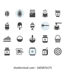 Cocoa icon and symbol set in glyph design