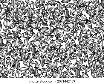 Cocoa Illustration Pattern Black And White Vector Bush Leafs 