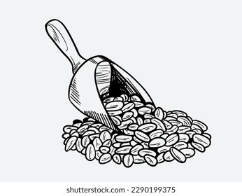 cocoa of ink drawing sketch line for label packaging, banner, brochure, poster. chocolate drawing sketch