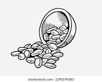 cocoa of ink drawing sketch line for label packaging, banner, brochure, poster. chocolate drawing sketch