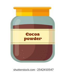 Cocoa, jar, brown, vector illustration