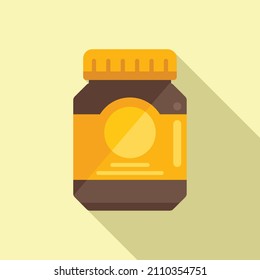 Cocoa jar icon flat vector. Cream paste. Milk food