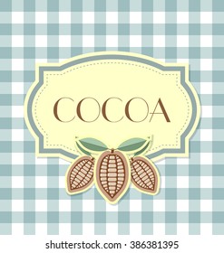 Cocoa label in retro style on squared background