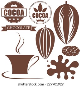 Cocoa logo. Abstract cocoa beans on white background
