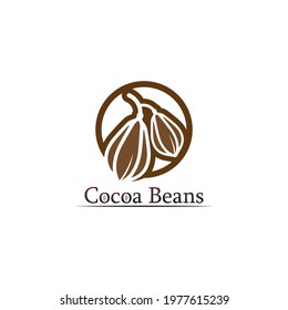 cocoa logo, choco and  chocolate logo and cocoa icon and vector design nut and beans delicious