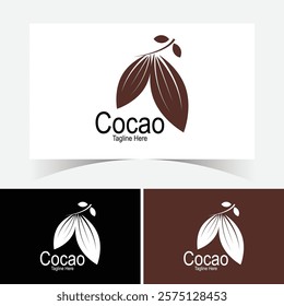 Cocoa Logo Design Template. Cocoa Logo. Chocolate Farm with Minimalist Style. Natural Cocoa Beans Logo, Icon, Symbol, Vector, Design Inspiration.