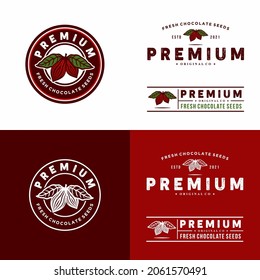 Cocoa logo design template, Cocoa plant symbol set design
