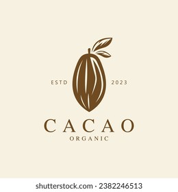 Logo del cacao. Diseño plano con logotipo de cacao sobre fondo blanco.