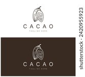 cocoa logo,cocoa bean,cocoa tree,cocoa branches and leaves,chocolate mix on white background,vintage,modern,simple,minimalist icon illustration template design vector