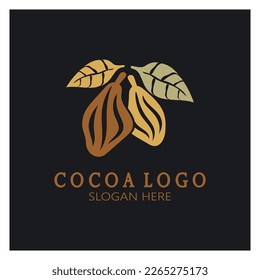 cocoa logo,cocoa bean,cocoa tree,cocoa branches and leaves,chocolate mix on white background,vintage,modern,simple,minimalist icon illustration template design vector