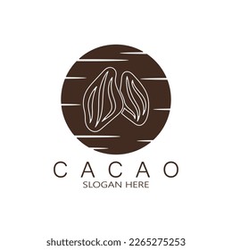 cocoa logo,cocoa bean,cocoa tree,cocoa branches and leaves,chocolate mix on white background,vintage,modern,simple,minimalist icon illustration template design vector