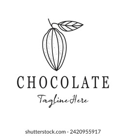cocoa logo,cocoa bean,cocoa tree,cocoa branches and leaves,chocolate mix on white background,vintage,modern,simple,minimalist icon illustration template design vector