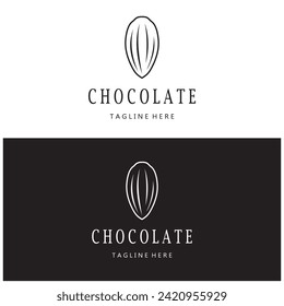 cocoa logo,cocoa bean,cocoa tree,cocoa branches and leaves,chocolate mix on white background,vintage,modern,simple,minimalist icon illustration template design vector