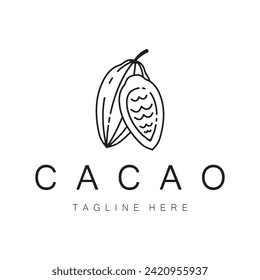 cocoa logo,cocoa bean,cocoa tree,cocoa branches and leaves,chocolate mix on white background,vintage,modern,simple,minimalist icon illustration template design vector