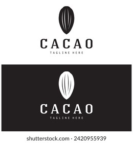 cocoa logo,cocoa bean,cocoa tree,cocoa branches and leaves,chocolate mix on white background,vintage,modern,simple,minimalist icon illustration template design vector