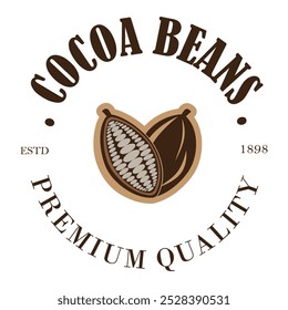 cocoa logo,cocoa bean,cocoa tree,cocoa branches and leaves,chocolate mix on white background,vintage,modern,simple,minimalist icon illustration template design vector