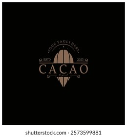 cocoa logo,cocoa bean,cocoa tree,cocoa branches and leaves,chocolate mix on white background,vintage,modern,simple,minimalist icon illustration template design vector
