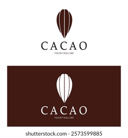 cocoa logo,cocoa bean,cocoa tree,cocoa branches and leaves,chocolate mix on white background,vintage,modern,simple,minimalist icon illustration template design vector