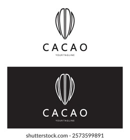 cocoa logo,cocoa bean,cocoa tree,cocoa branches and leaves,chocolate mix on white background,vintage,modern,simple,minimalist icon illustration template design vector
