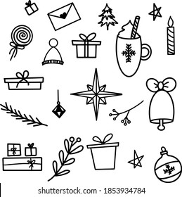 Cocoa mug, Christmas tree, stars and gifts, everything you need
for Christmas designs
