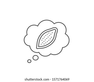 Cocoa nut line icon. Chat bubble design. Tasty nuts sign. Vegan food symbol. Outline concept. Thin line cocoa nut icon. Vector