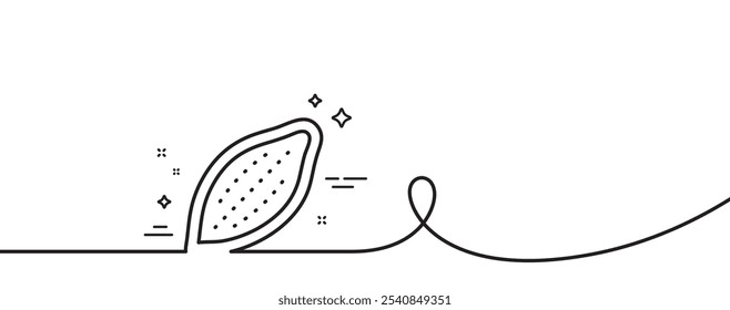 Cocoa nut line icon. Continuous one line with curl. Tasty nuts sign. Vegan food symbol. Cocoa nut single outline ribbon. Loop curve pattern. Vector