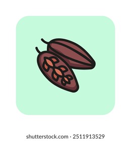 Cocoa nut line icon. Nut, shell, grain. Nature concept. Vector illustration can be used for topics like nature, heathy eating, chocolate, drinking