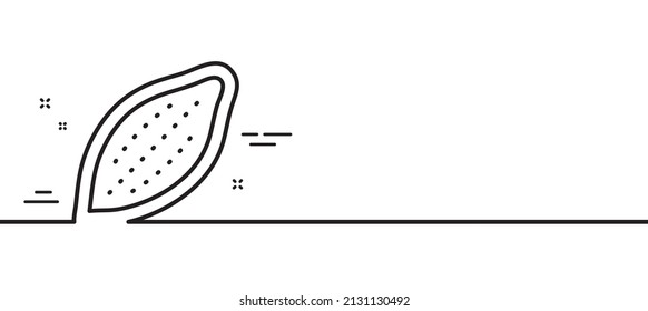 Cocoa nut line icon. Tasty nuts sign. Vegan food symbol. Minimal line illustration background. Cocoa nut line icon pattern banner. White web template concept. Vector